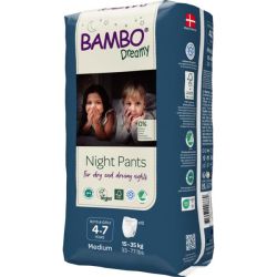 Нощни еко пелени гащи Bambo Dreamy, унисекс, 4-7 години, 15-35кг., 10 бр. 