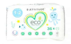 Бебешки биоразградими пелени Attitude mini, размер  1+ 2, 3-6 кг., 36 бр.
