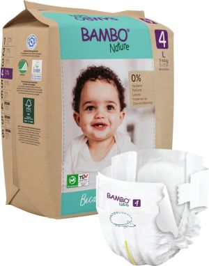 Еко пелени за еднократна употреба Bambo Nature, размер 4, L, 7-14кг., 24 броя, хартиена опаковка 