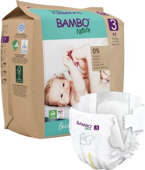 Еко пелени за еднократна употреба Bambo Nature, размер 3, M, 4-8кг., 28 броя, хартиена опаковка 