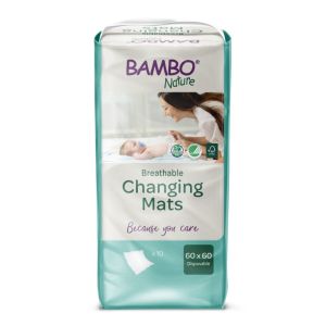 Еднократни еко подложки, чаршафчета за преповиване, протектори за легло Bambo Nature 60x60 см., 1000 мл., 10 броя 
