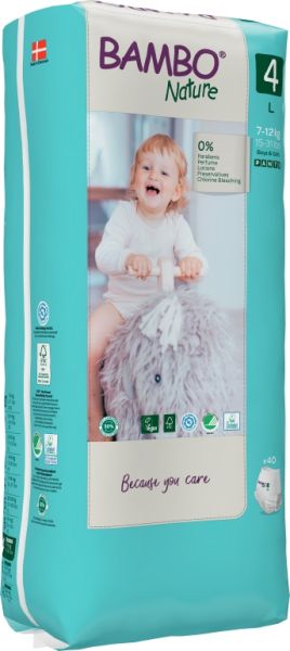 Еко пелени, тип гащи, Bambo Nature Pants Tall, размер 4, L, 7-12кг., 40 броя 