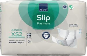 Еко пелени за деца и юноши Abena Slip Junior Premium, 5-15 год., ханш 40-60см., XS2, 32 броя, 1500 мл., 7 капки 