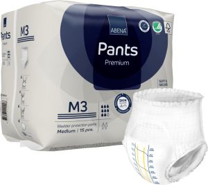 Гащи за възрастни за инконтиненция Abena Pants M3 Premium, ханш 80-110см., 15 бр., 2400 мл., 8 капки 