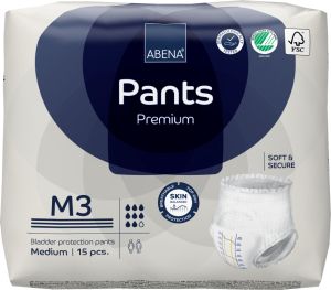Гащи за възрастни за инконтиненция Abena Pants M3 Premium, ханш 80-110см., 15 бр., 2400 мл., 8 капки 