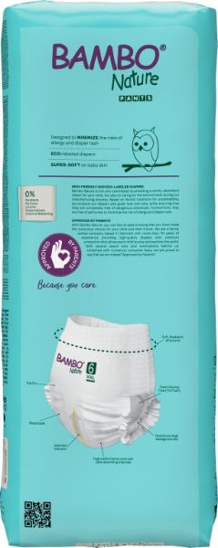 Еко пелени, тип гащи, Bambo Nature Pants Tall, размер 6, XXL, 15+кг., 38 броя 
