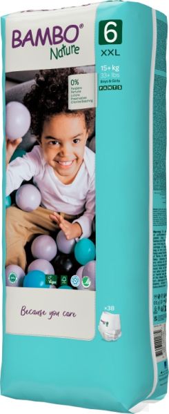 Еко пелени, тип гащи, Bambo Nature Pants Tall, размер 6, XXL, 15+кг., 38 броя 