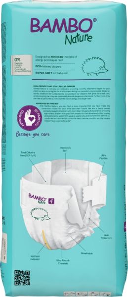 Еко пелени за еднократна употреба  Bambo Nature, Tall pack, размер 4, L, 7-14кг., 48 броя 