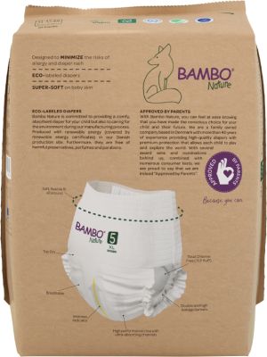 Еко пелени, тип гащи, Bambo Nature Pants, размер 5, XL, 11-17кг., 19 броя, хартиена опаковка 