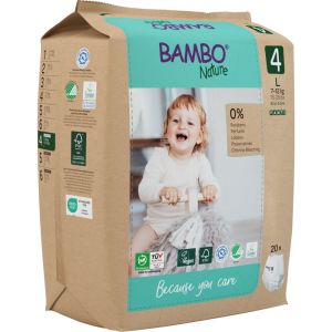 Еко пелени, тип гащи, Bambo Nature Pants, размер 4, L, 7-12кг., 20 броя, хартиена опаковка  