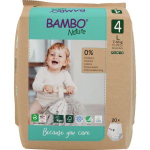 Еко пелени, тип гащи, Bambo Nature Pants, размер 4, L, 7-12кг., 20 броя, хартиена опаковка  