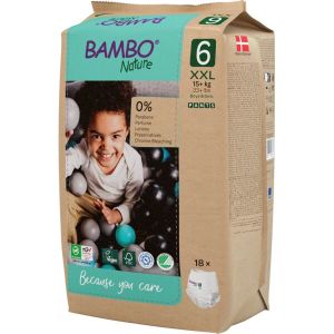Еко пелени, тип гащи, Bambo Nature Pants, размер 6, XXL, 15+ кг., 18 броя, хартиена опаковка 