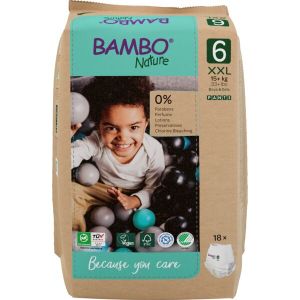 Еко пелени, тип гащи, Bambo Nature Pants, размер 6, XXL, 15+ кг., 18 броя, хартиена опаковка 