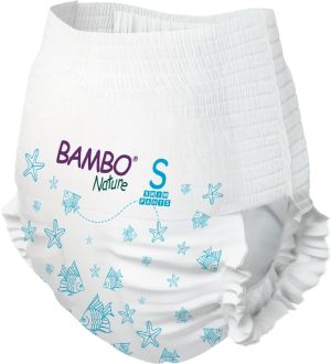 Бебешки еко пелени, тип гащи за плуване Bambo Nature Swim Pants, размер S, 7-12кг., 12 броя 