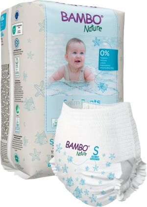 Бебешки еко пелени, тип гащи за плуване Bambo Nature Swim Pants, размер S, 7-12кг., 12 броя 