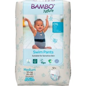 Бебешки еко пелени, тип гащи за плуване Bambo Nature Swim Pants, размер M, 12+кг., 12 броя 